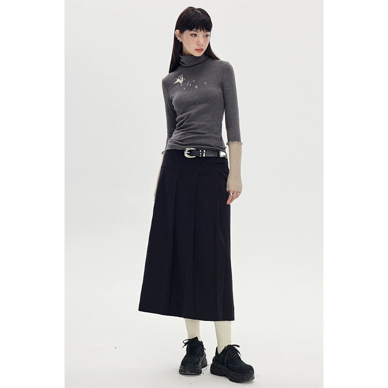 Double Waist Head - High Waist Pleated Skirt