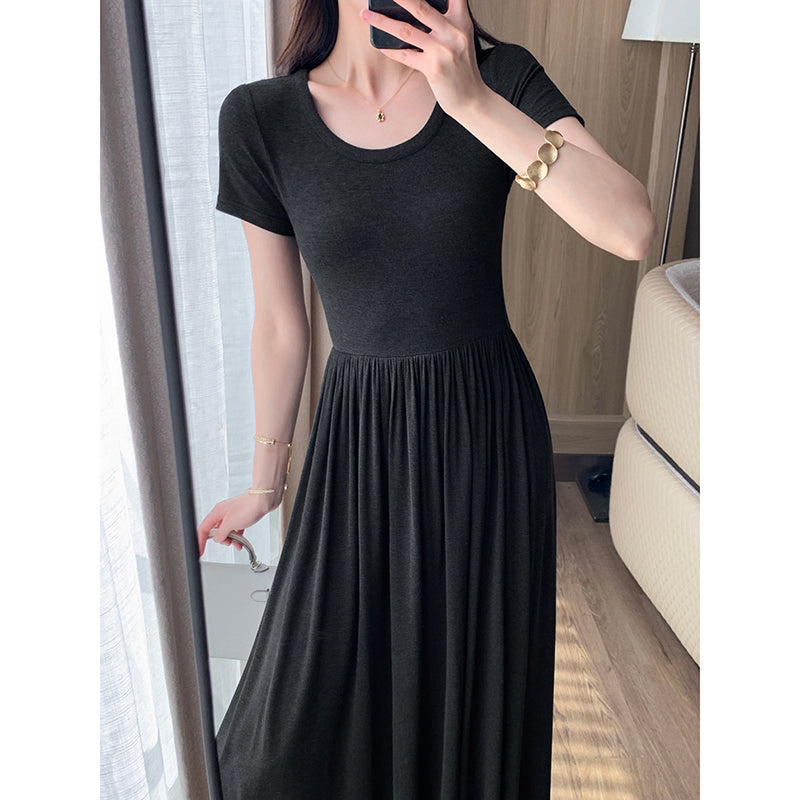 Spliced Round Neck Dress