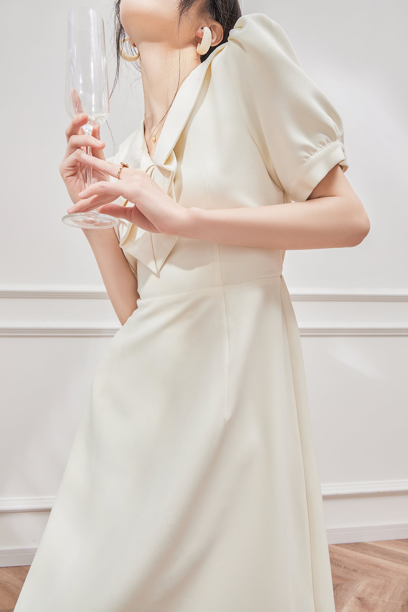Elegant White French Summer Dress.