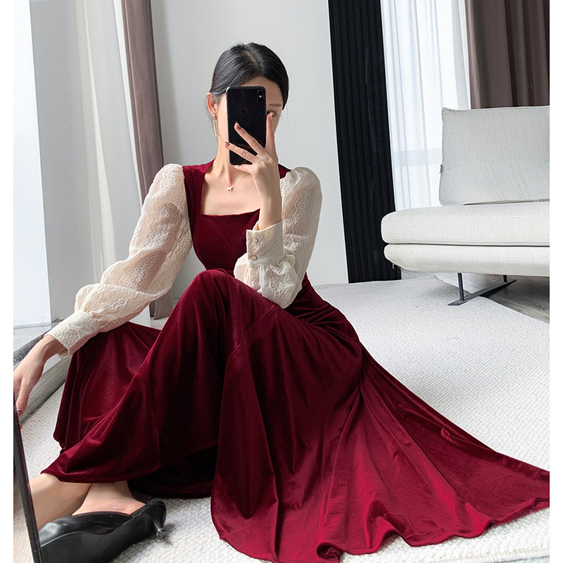 Velvet Red Hepburn Dress