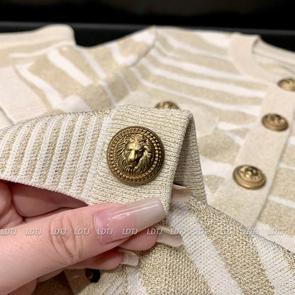 Gorgeous Zebra Button Knit Set