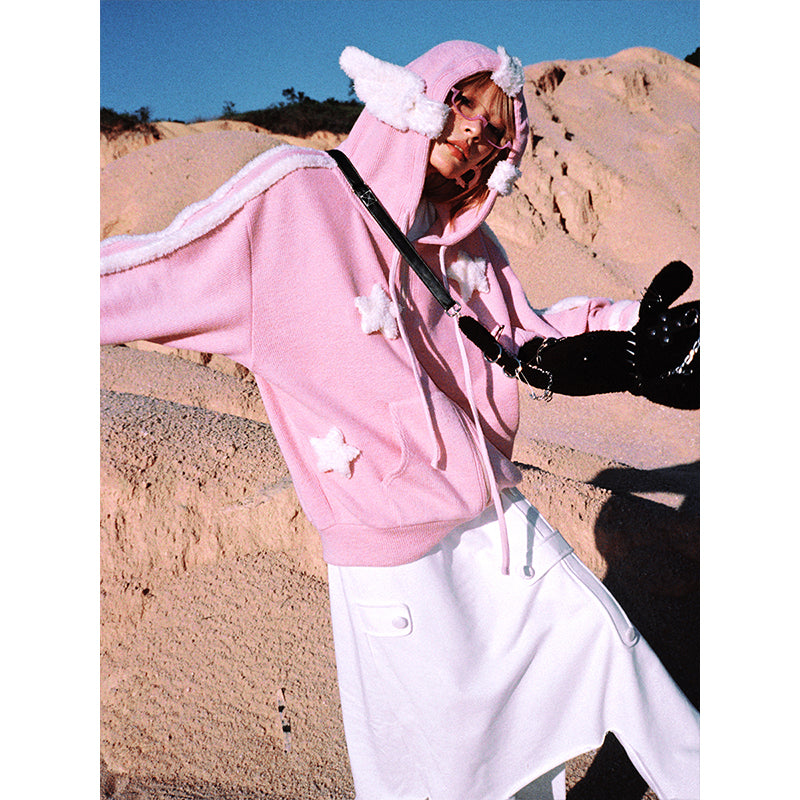 Angel Wings Star Pink Knit Coat