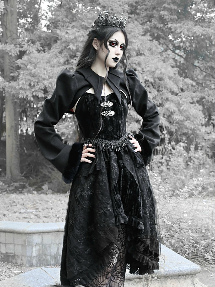 Misty Gothic Woolen Bat Neck Coat