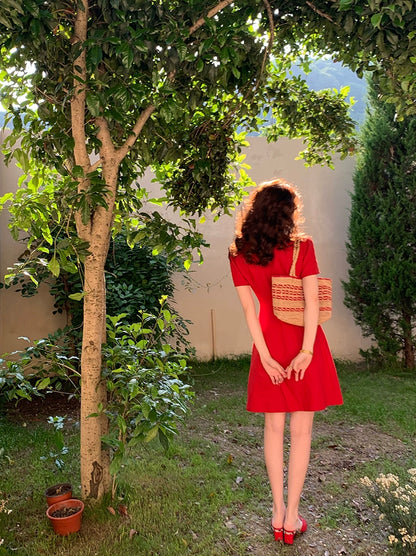 Red V-Neck Dress: Summer's High Waist Chic