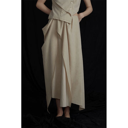 Summer Beige Fairy Irregular Skirt