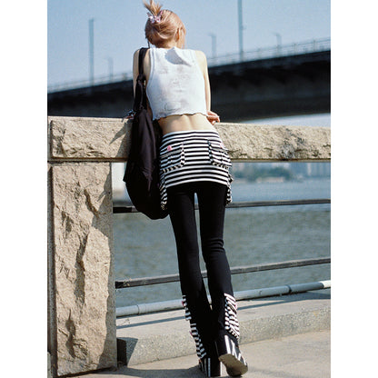 striped patchwork pants skirt