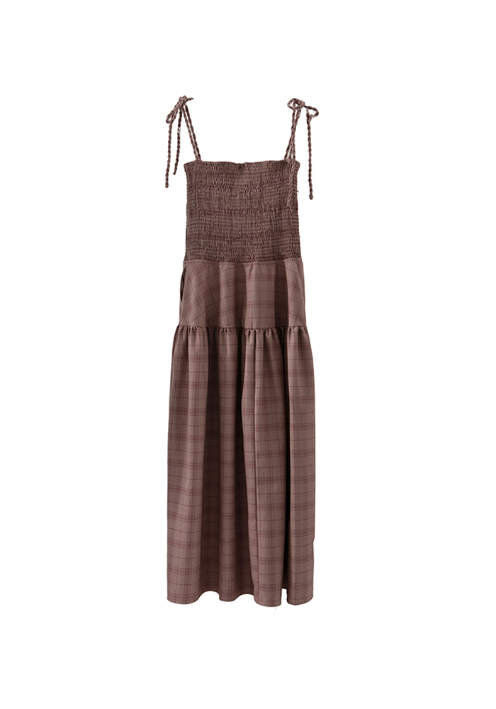 Original Design Pictorial Girl Vintage Plaid Fried Dough Twists Strap Strap Suspender Dress