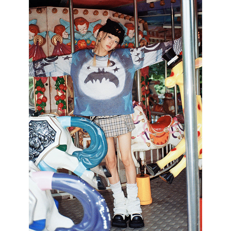 Bat Bear Print Long Sleeve Top