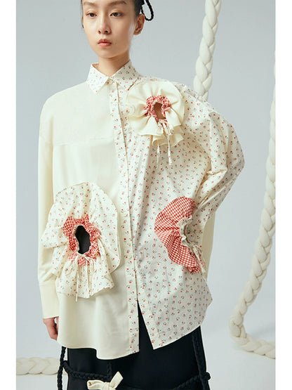 Flower Hollow - Drawstring Pink Shirt