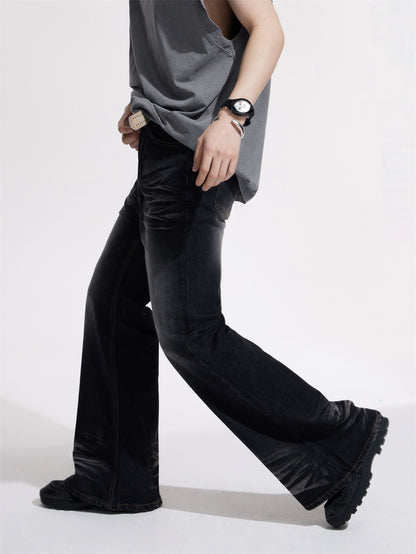Nouvelle personnalité de niche rétro rétro jeans légèrement évasé pantalon asexual à jambes larges décontractées