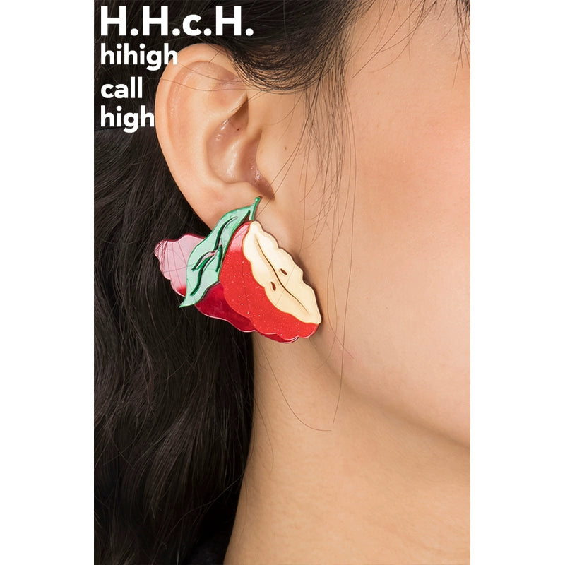 Apple Pattern Asymmetric Acrylic Earrings