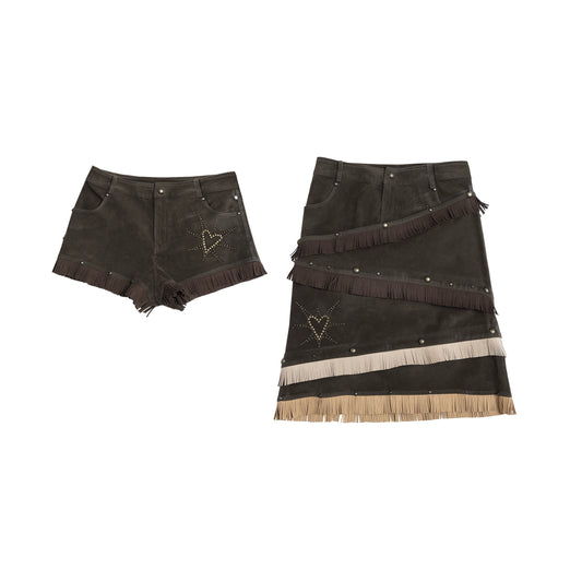 Tassel Skirt with Detachable Shorts