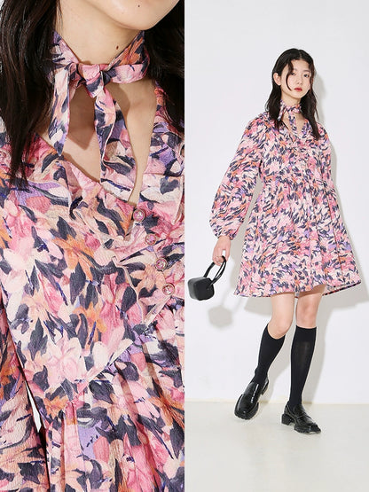 Ear UARE Chiffon Autumn Dress+Scarf