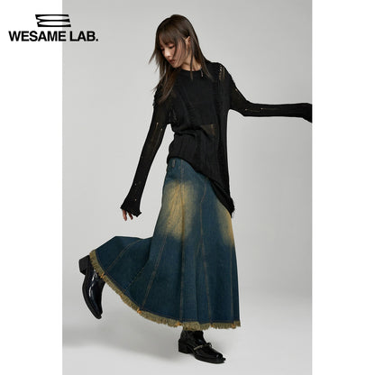 التصميم الأصلي رفيع الدائري عنق الأكمام الطويلة فضفاضة ونحيفة ، قميص متماسكة متعددة الاستخدامات للنساء الربيع والخريف