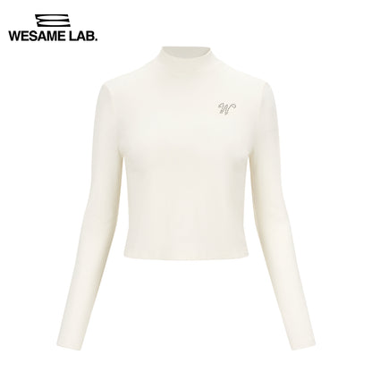 Half High Neck Wool Long Sleeve Slim Fit T-shirt