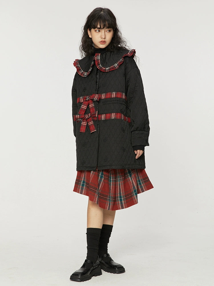 Red Plaid Cotton Coat