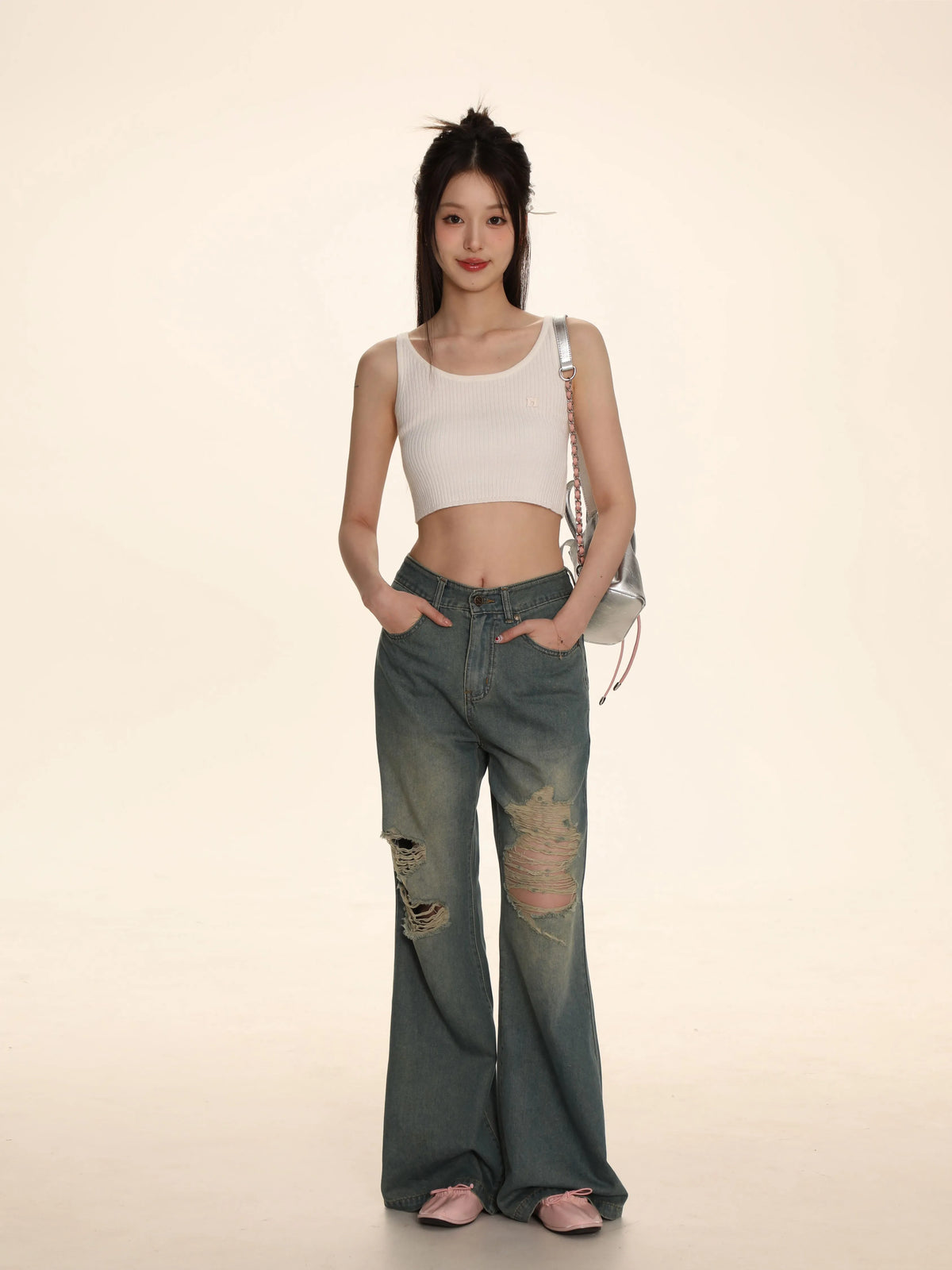Soft Elastic Embroidered Tank Top