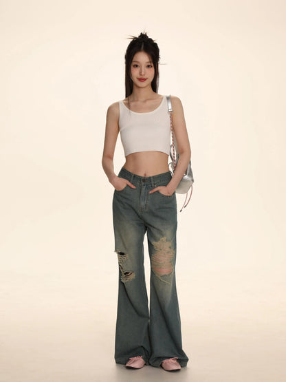 Soft Elastic Embroidered Tank Top