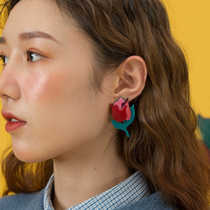 Japanese Retro Tulip Acrylic Earrings