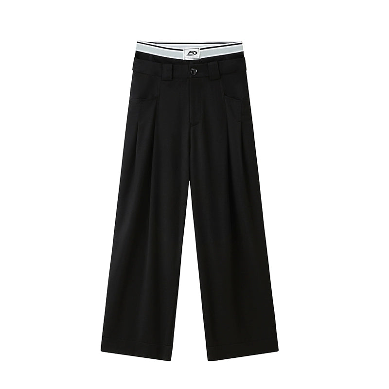 Double pantalon - hauteur de la taille large pantalon