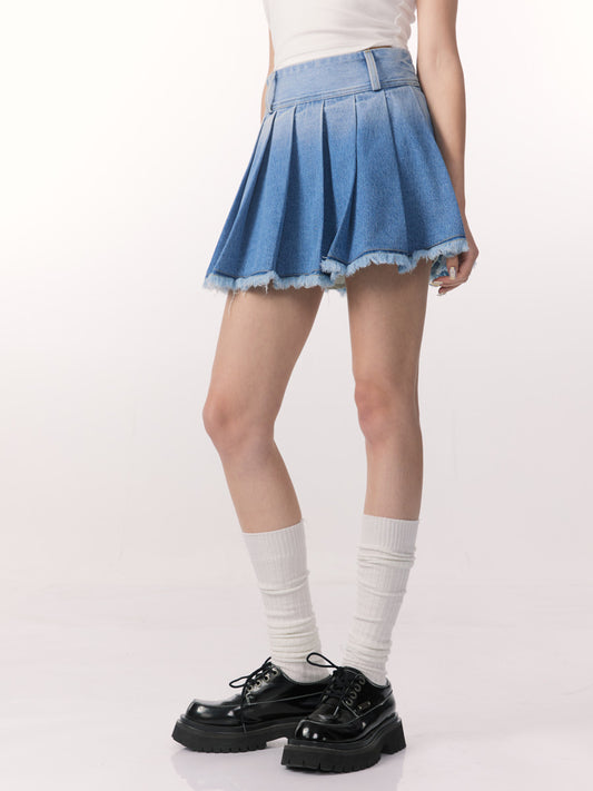 Gradient A-line Denim Skirt