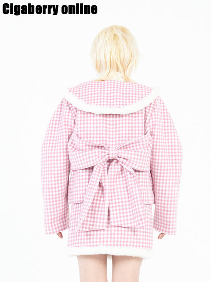 Pink Bow Neck Coat