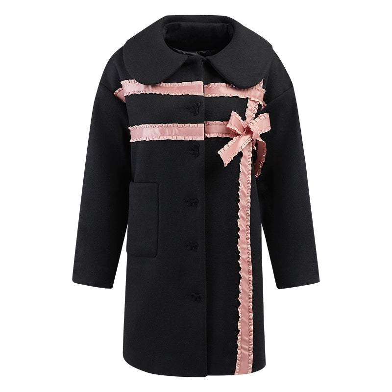 Pink Bow Fleece Autumn Coat