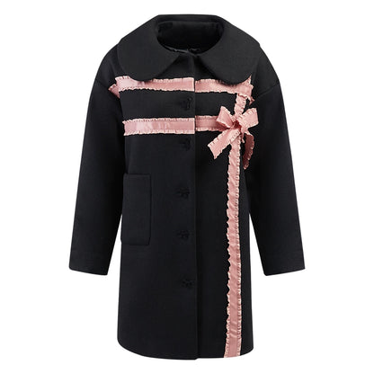 Pink Bow Fleece Autumn Coat