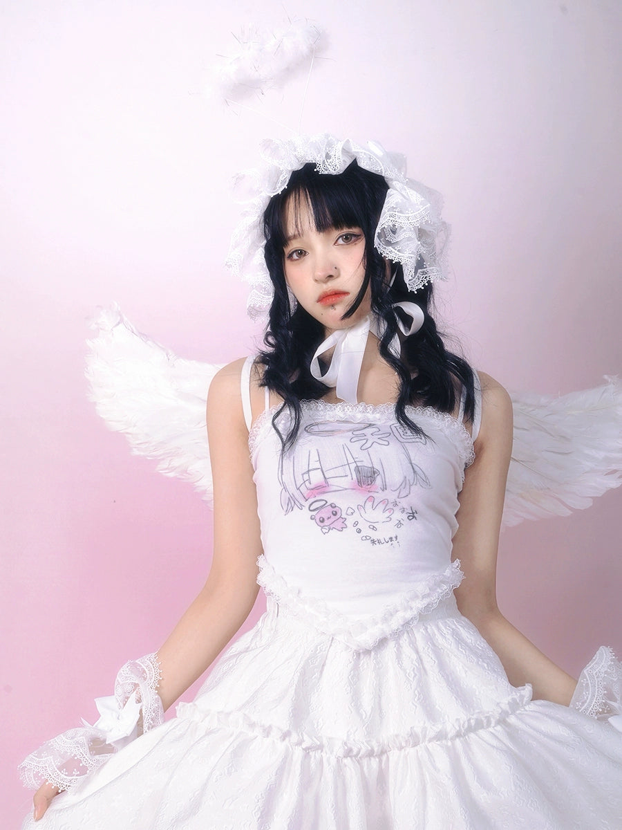 Cat Angel Strap Top