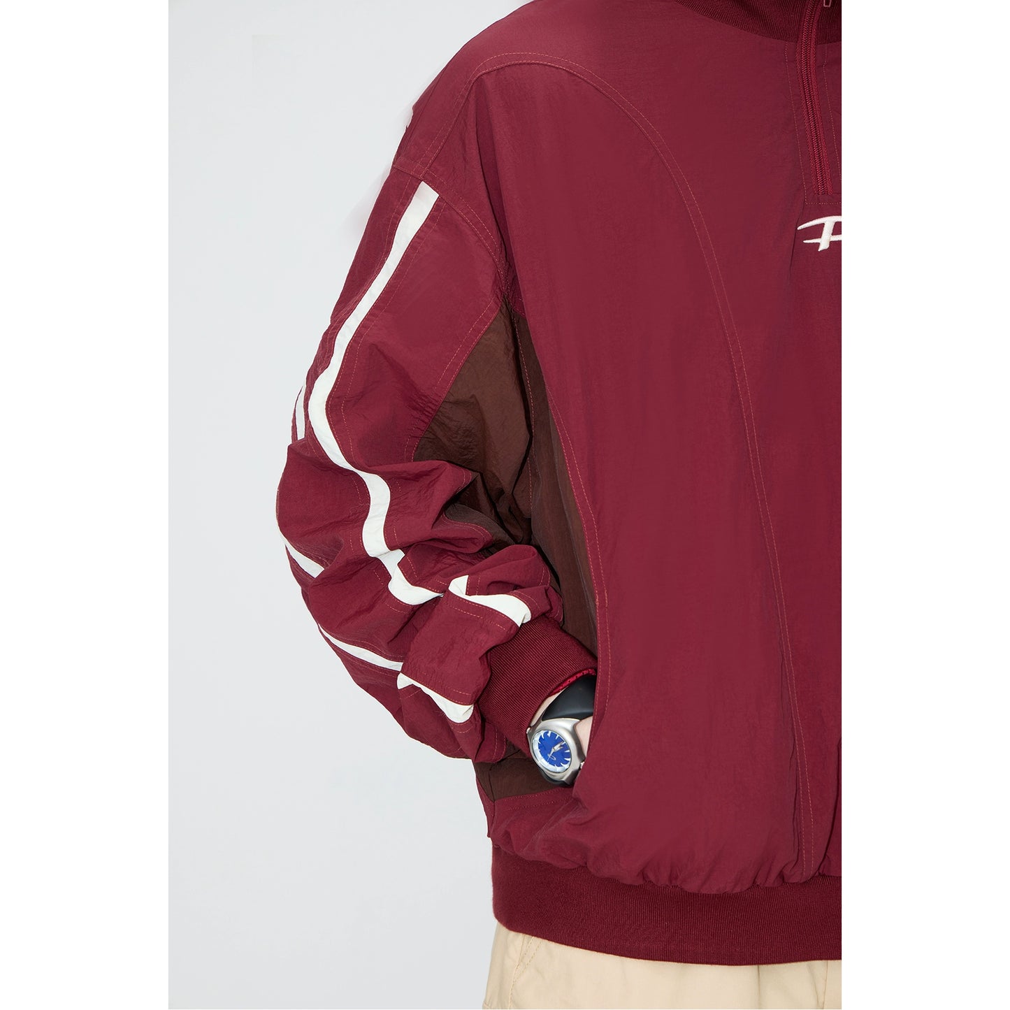 Retro Sports -Tand Up Collar Pullover Coat