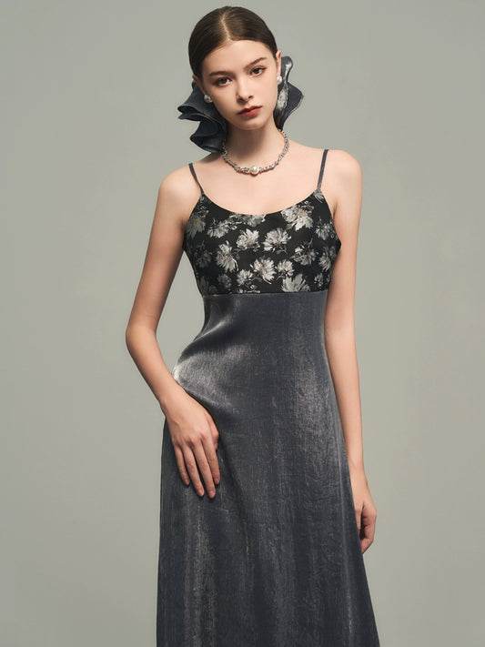 Grey Spliced Party Dress