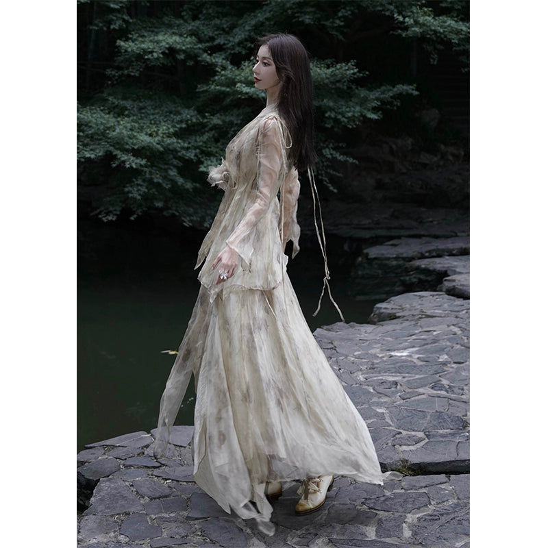 Organza Dyed Autumn Long Gown