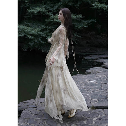 Organza Dyed Autumn Long Gown