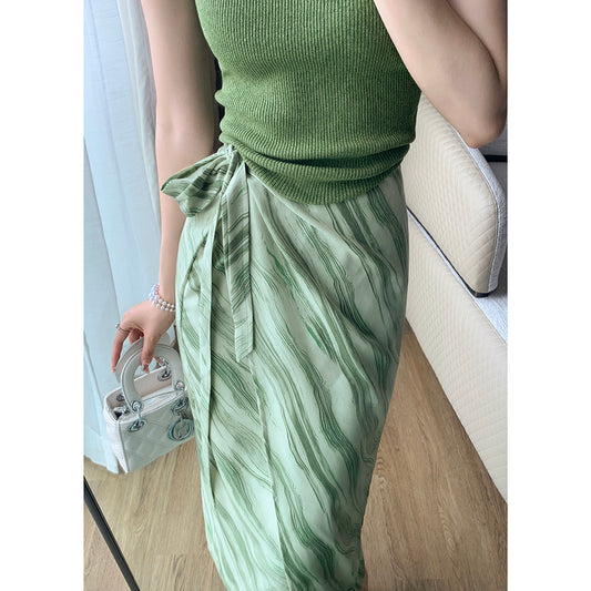 Green Half-Skirt 2023 Autumn