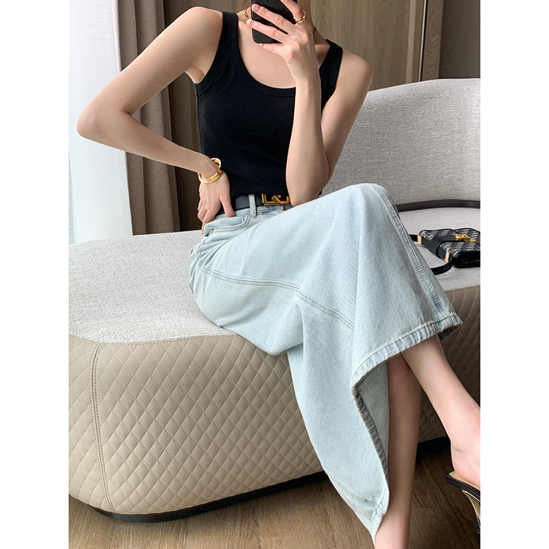 High Waist Denim Skirt 'Summer