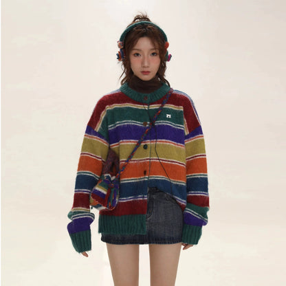 Retro Rainbow Stripe Knit