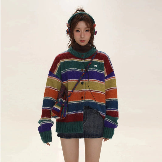 Retro Rainbow Stripe Knit