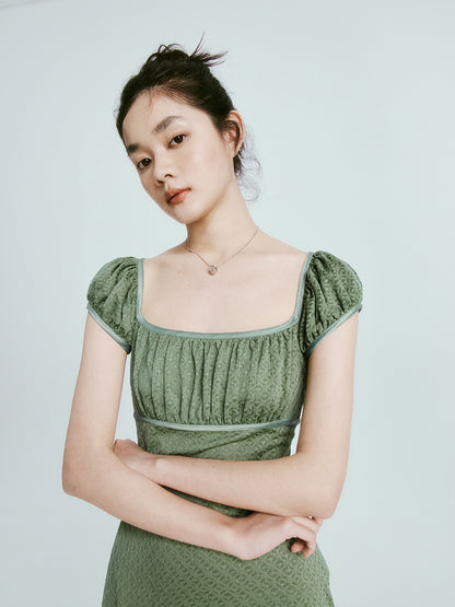 Green Square Knit Dress