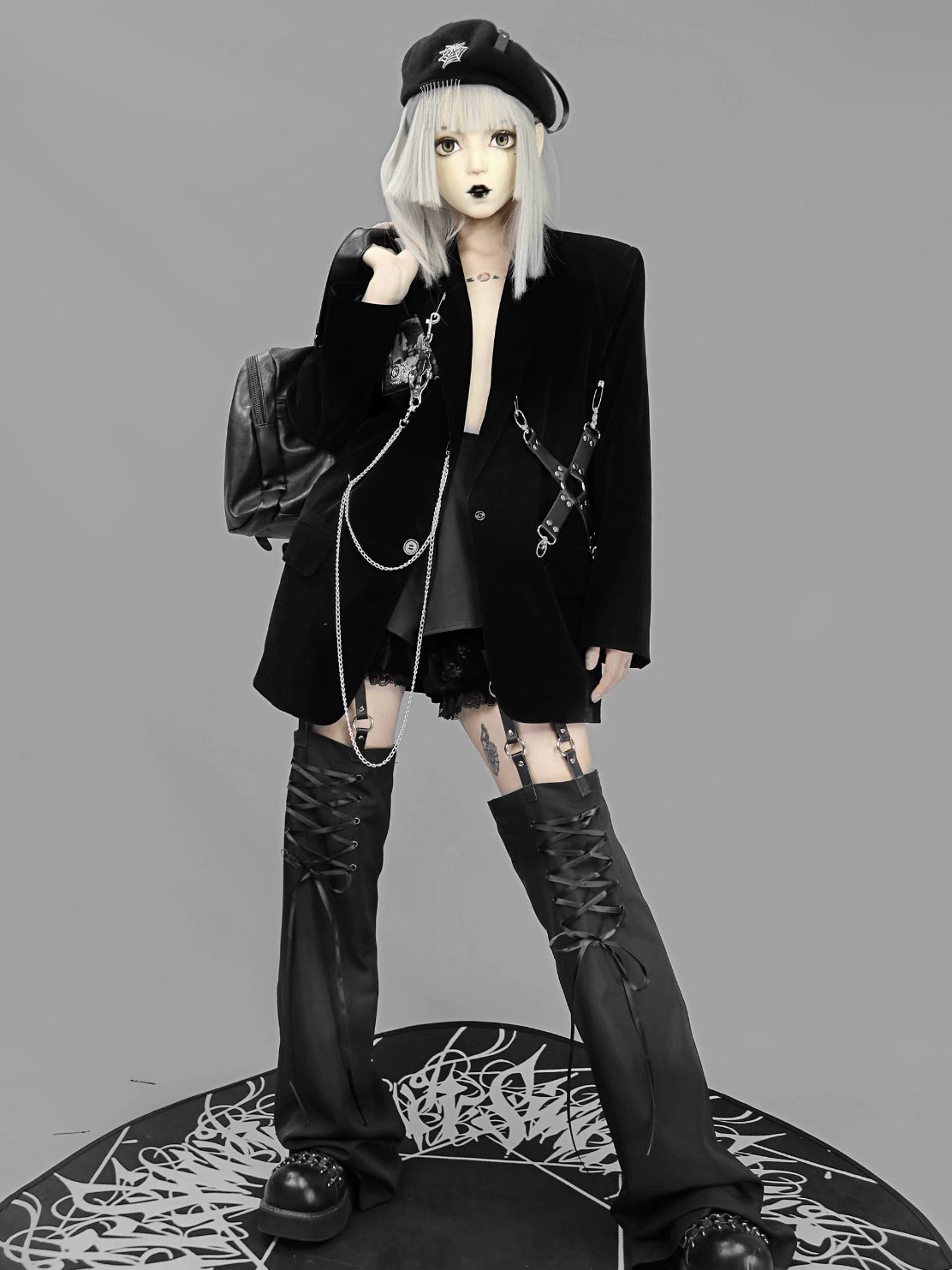 Gothic Black Velvet Suit Coat