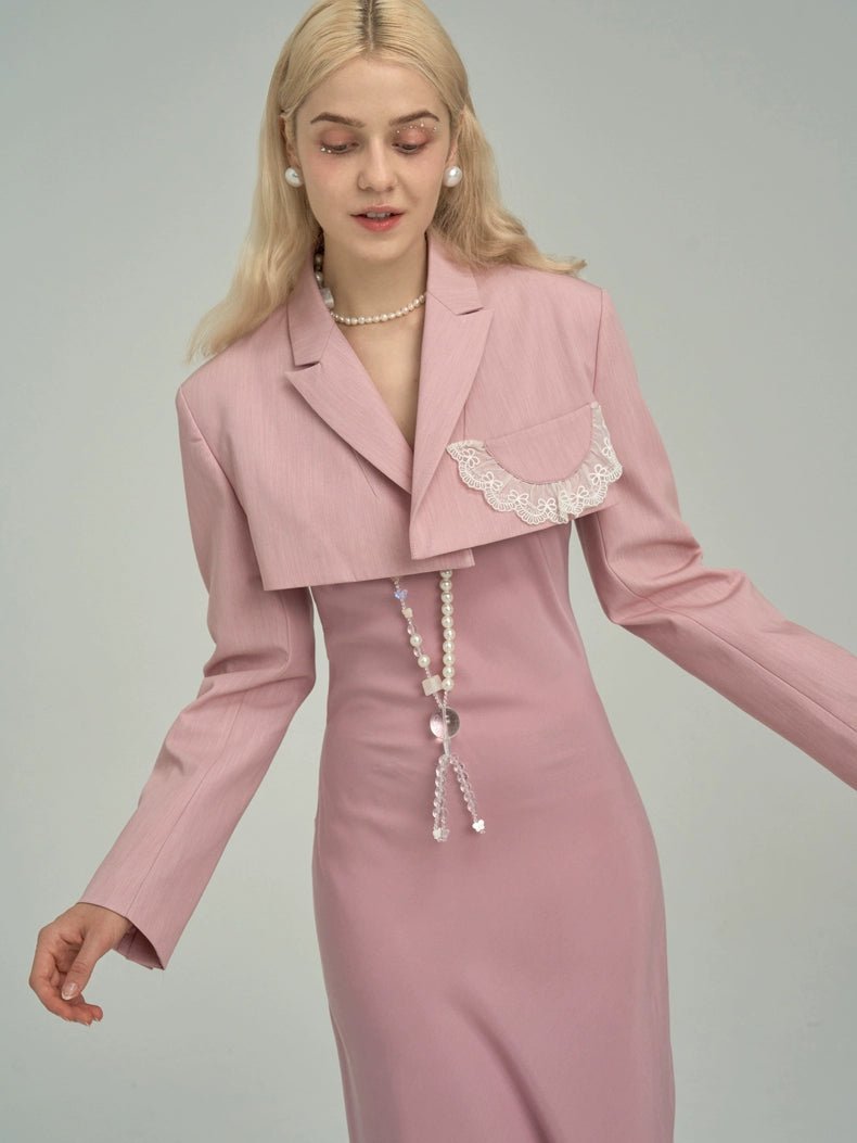 Cappotto corto rosa Niuqin