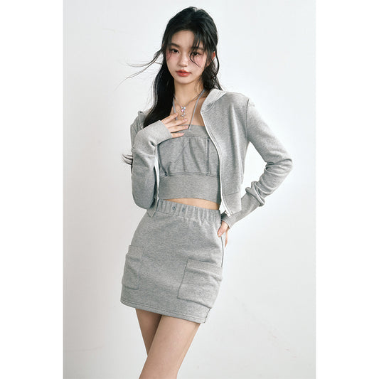 Hooded Knitted Three-Piece Set