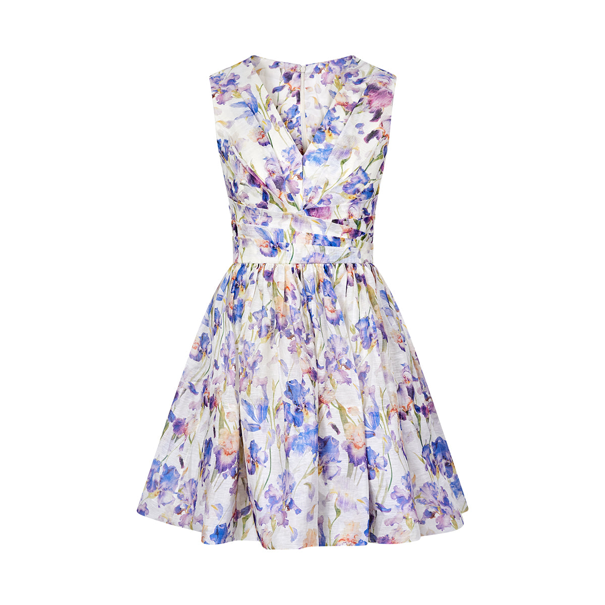 Floral V-Neck Pleated Dress