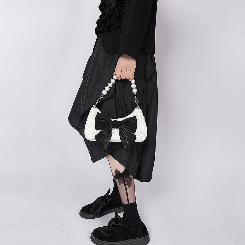 Contrast Bow Underarm Bag