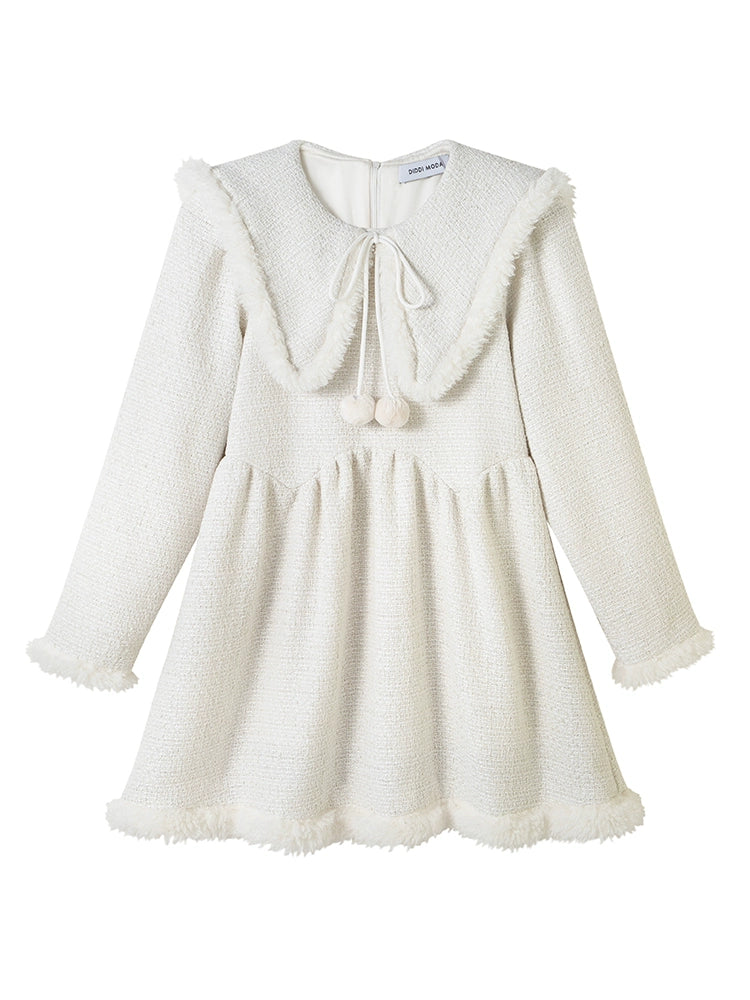 Beige A-line - Flip Collar Winter Dress