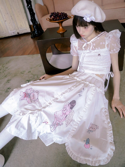 Angel Print Long Skirt