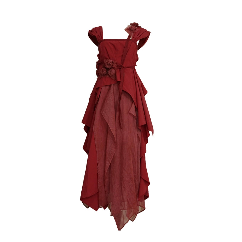 Red Gown Three-Piece Autumn Set