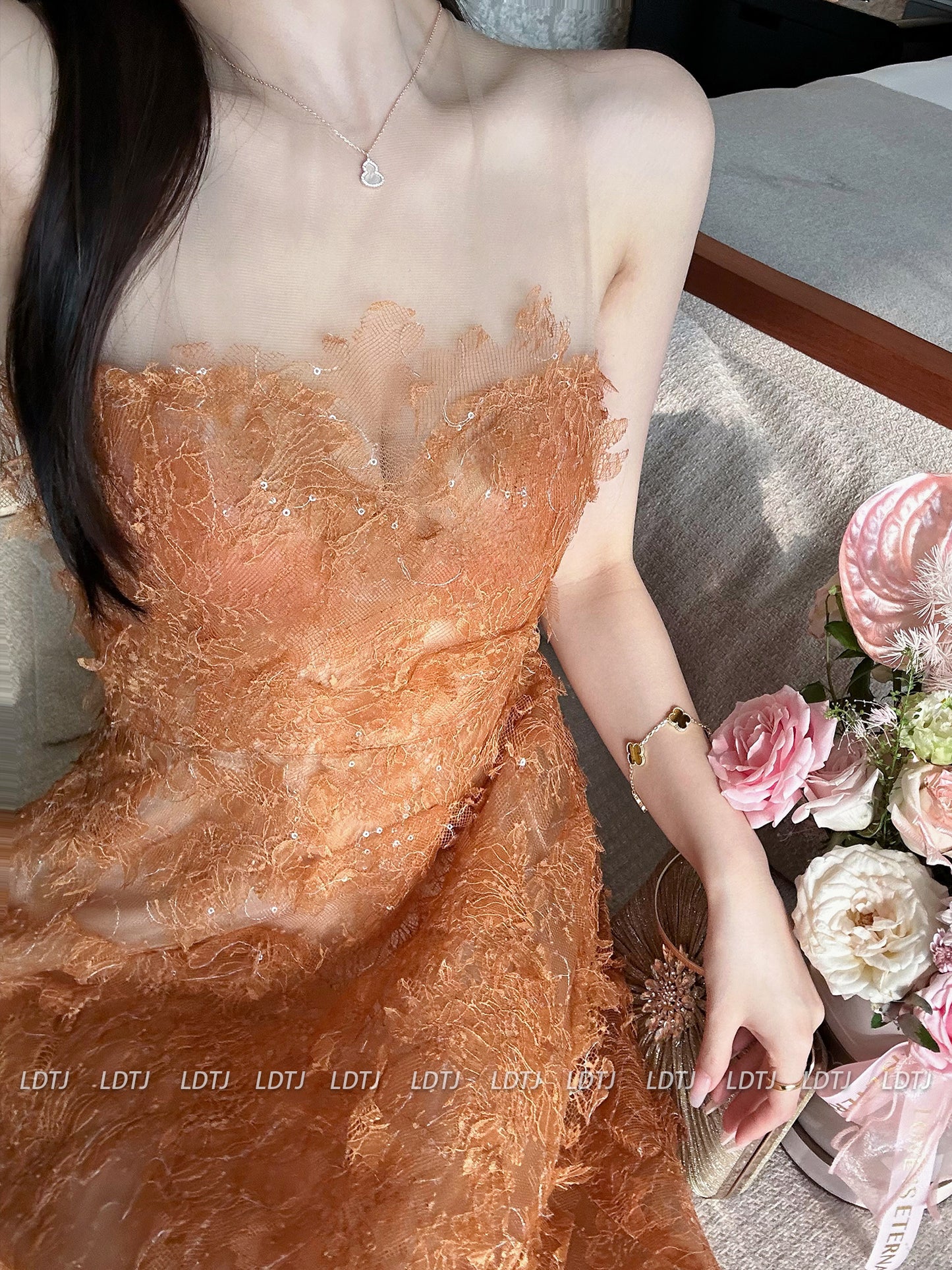 Heavy Industry Hook Lace Mesh Dress