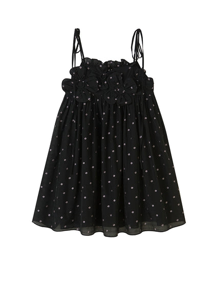 Flower Sling - Black Tie A-line Skirt