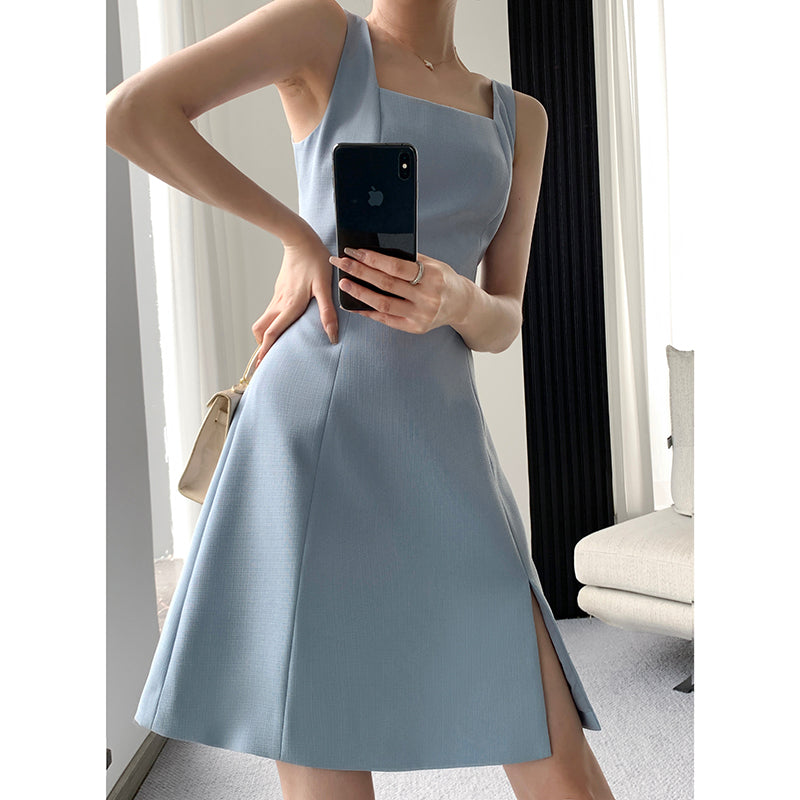 Blue Retro Strap Skirt Set