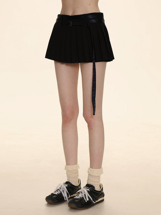 Lace Pleated Short A-Line Skirt